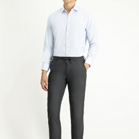 Medium Anthracite Regular Fit Standard Cut Elastic Waist Drawstring Trousers