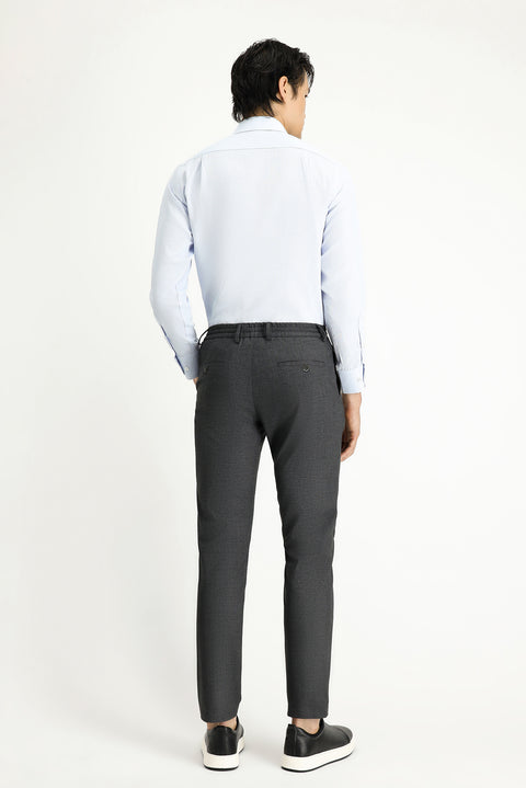 Medium Anthracite Regular Fit Standard Cut Elastic Waist Drawstring Trousers