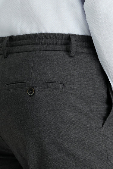 Orta Antrasit Regular Fit Beli Lastikli İpli Likralı Pantolon