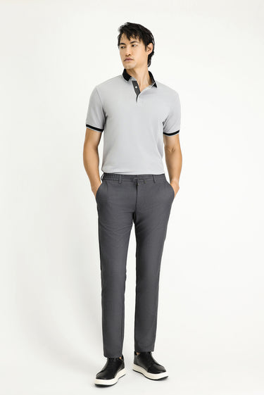 Orta Füme 7 Drop Slim Fit Dar Kesim Beli Bağcıklı Lastikli Pantolon