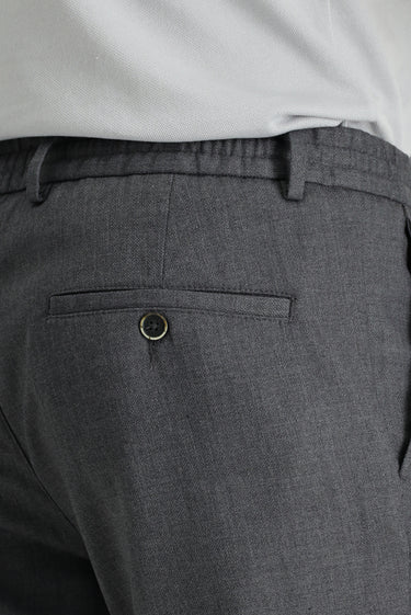 Orta Füme 7 Drop Slim Fit Dar Kesim Beli Bağcıklı Lastikli Pantolon