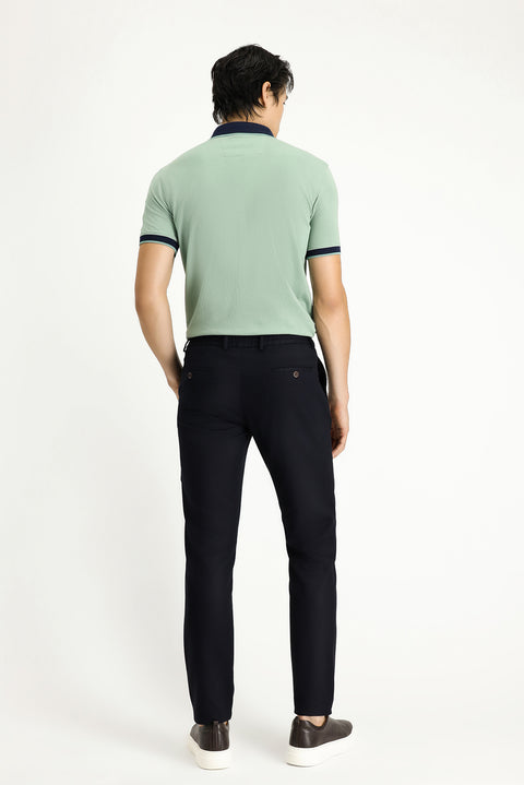 Dark Navy Slim Fit Skinny Drawstring Waistband Trousers