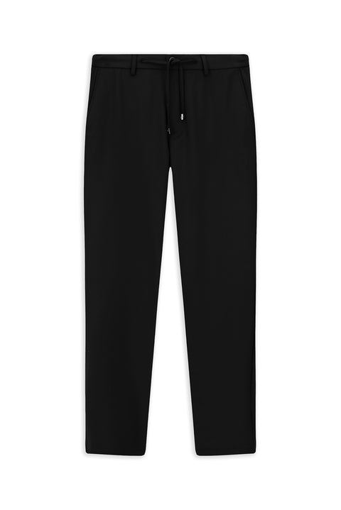 Siyah Regular Fit Standart Kesim Beli Lastikli İpli Likralı Pantolon