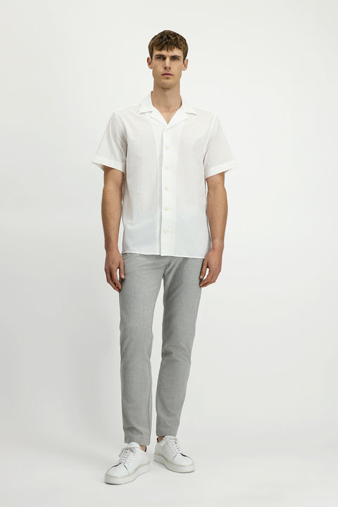 Light Grey Regular Fit Standard Cut Elasticated Waist Drawstring Stretch Trousers