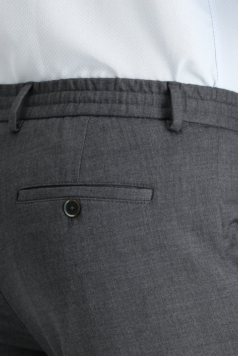 Orta Füme 6 Drop Regular Fit Standart Kesim Beli Lastikli İpli Likralı Pantolon