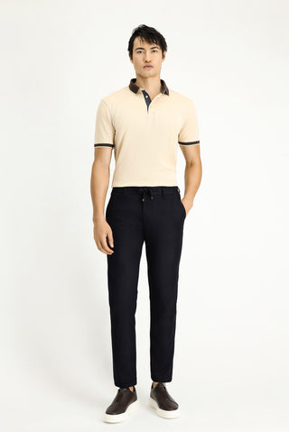  Koyu Lacivert 6 Drop Regular Fit Standart Kesim Beli Lastikli ?pli Likral? Pantolon-Ki??l?