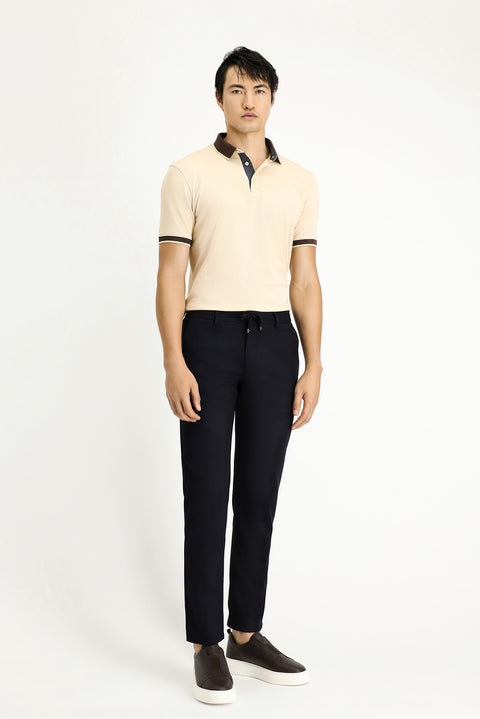 Dark Navy 6 Drop Regular Fit Standard Cut Elastic Waist Drawstring Sport Pants