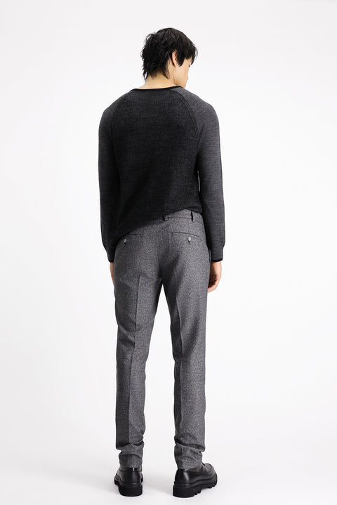 Siyah 7 Drop Super Slim Fit Eksra Dar Kesim Beli Lastikli İpli Desenli Likralı Klasik Kumaş Pantolon