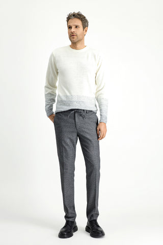  Koyu Füme Super Slim Fit Ekstra Dar Kesim Beli Lastikli İpli Desenli Likralı Klasik Kumaş Pantolon