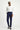 Orta Lacivert Super Slim Fit Ekstra Dar Kesim Beli Lastikli İpli Desenli Likralı Klasik Kumaş Pantolon