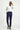 Orta Lacivert Super Slim Fit Ekstra Dar Kesim Beli Lastikli İpli Desenli Likralı Klasik Kumaş Pantolon
