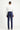 Orta Lacivert Super Slim Fit Ekstra Dar Kesim Beli Lastikli İpli Desenli Likralı Klasik Kumaş Pantolon