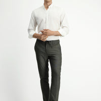 Orta Haki Super Slim Fit Ekstra Dar Kesim Beli Lastikli İpli Desenli Likralı Klasik Kumaş Pantolon