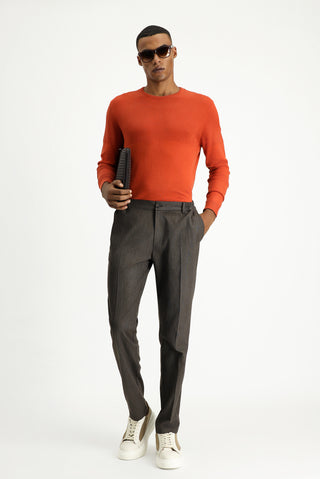  Koyu Kahve Super Slim Fit Ekstra Dar Kesim Beli Lastikli Likralı Klasik Kumaş Pantolon