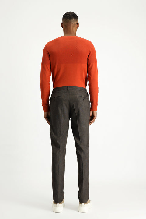 Koyu Kahve 7 Drop Super Slim Fit Eksra Dar Kesim Beli Lastikli Likralı Klasik Kumaş Pantolon