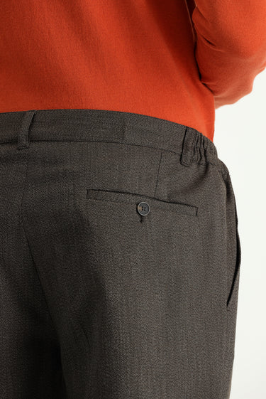 Koyu Kahve Super Slim Fit Ekstra Dar Kesim Beli Lastikli Likralı Klasik Kumaş Pantolon