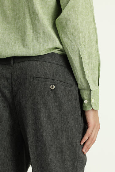 Koyu Haki Super Slim Fit Ekstra Dar Kesim Beli Lastikli Likralı Klasik Kumaş Pantolon