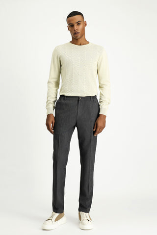  Koyu Antrasit Super Slim Fit Ekstra Dar Kesim Beli Lastikli Likralı Klasik Kumaş Pantolon