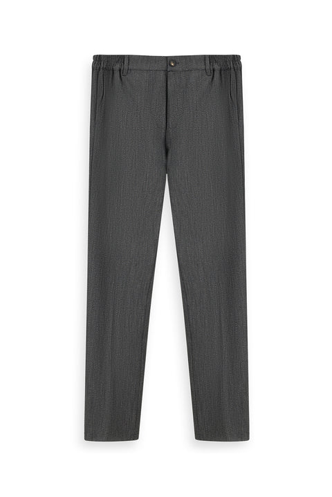 Koyu Antrasit 7 Drop Super Slim Fit Eksra Dar Kesim Beli Lastikli Likralı Klasik Kumaş Pantolon