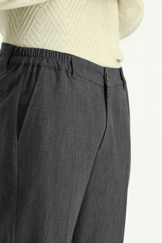  Koyu Antrasit Super Slim Fit Ekstra Dar Kesim Beli Lastikli Likralı Klasik Kumaş Pantolon