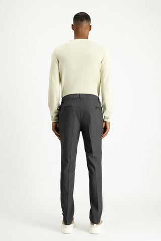  Koyu Antrasit Super Slim Fit Ekstra Dar Kesim Beli Lastikli Likralı Klasik Kumaş Pantolon