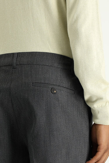 Koyu Antrasit Super Slim Fit Ekstra Dar Kesim Beli Lastikli Likralı Klasik Kumaş Pantolon