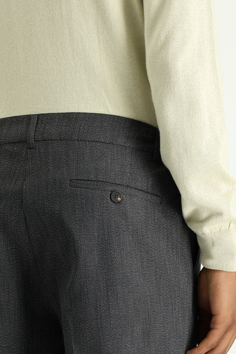 Koyu Antrasit 7 Drop Super Slim Fit Eksra Dar Kesim Beli Lastikli Likralı Klasik Kumaş Pantolon