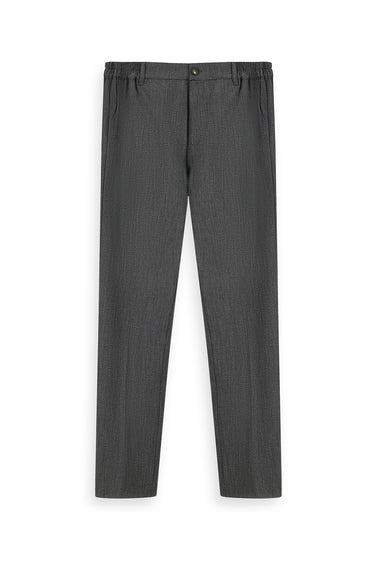 Koyu Antrasit Super Slim Fit Ekstra Dar Kesim Beli Lastikli Likralı Klasik Kumaş Pantolon