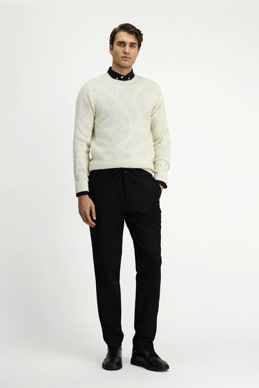 Siyah Super Slim Fit Ekstra Dar Kesim Likralı Beli Lastikli İpli Klasik Kumaş Pantolon