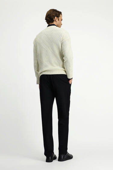 Siyah Super Slim Fit Ekstra Dar Kesim Likralı Beli Lastikli İpli Klasik Kumaş Pantolon