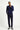Koyu Lacivert Super Slim Fit Ekstra Dar Kesim Likralı Beli Lastikli İpli Klasik Kumaş Pantolon