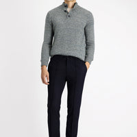 Koyu Lacivert Slim Fit Dar Kesim Beli Lastikli İpli Likralı Klasik Pantolon