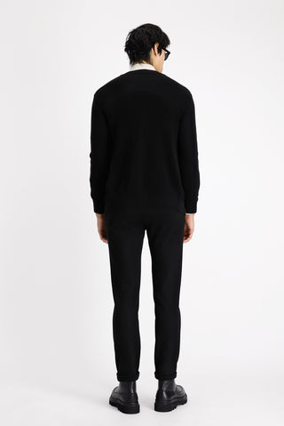  Siyah Slim Fit Dar Kesim Beli Lastikli İpli Likralı Klasik Kumaş Pantolon