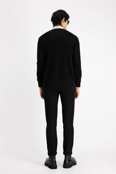  Siyah Regular Fit Beli Lastikli İpli Likralı Klasik Kumaş Pantolon