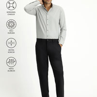 Siyah Techno-Line Slim Fit Dar Kesim Likralı Klasik Kumaş Pantolon