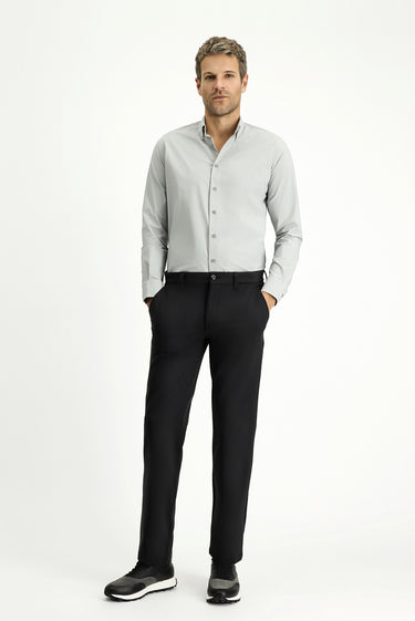  Siyah Techno-Line Slim Fit Dar Kesim Likralı Klasik Kumaş Pantolon
