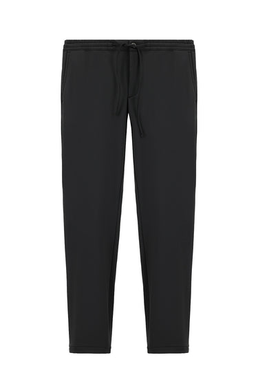 Siyah Techno-Line Slim Fit Dar Kesim Likralı Beli Lastikli İpli Klasik Kumaş Pantolon