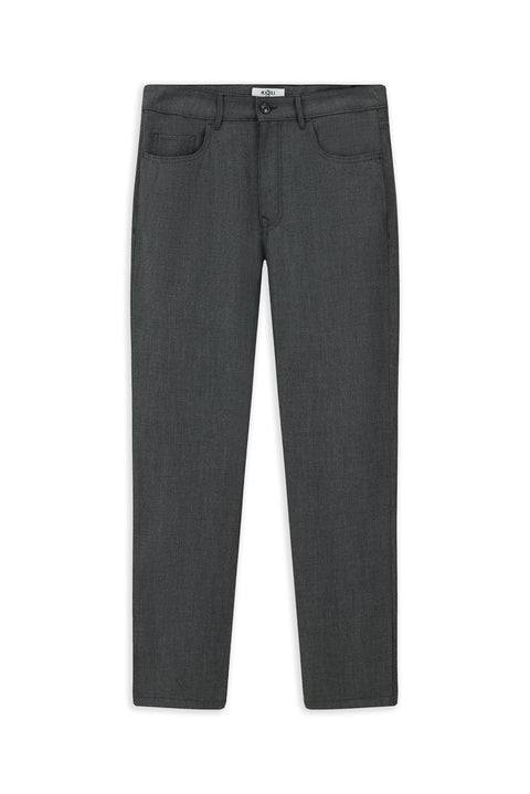 Medium Gray 6 Drop Regular Fit Standard Cut Wool Fabric Trousers