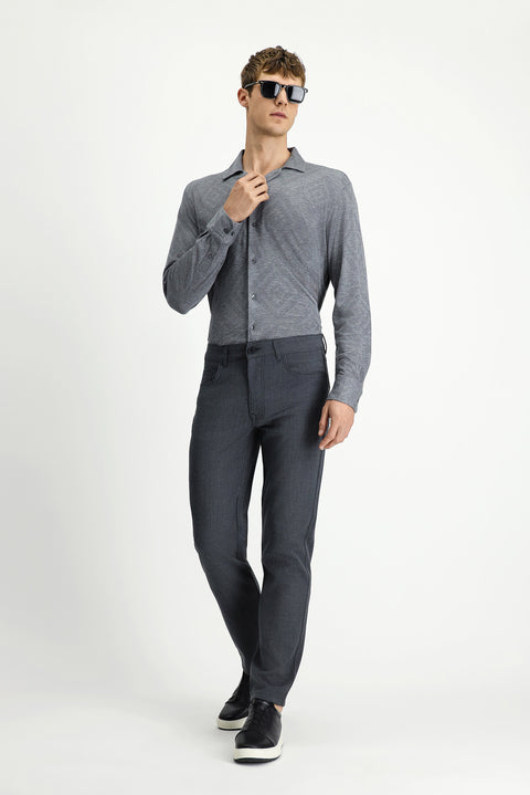 Medium Gray 6 Drop Regular Fit Standard Cut Wool Fabric Trousers