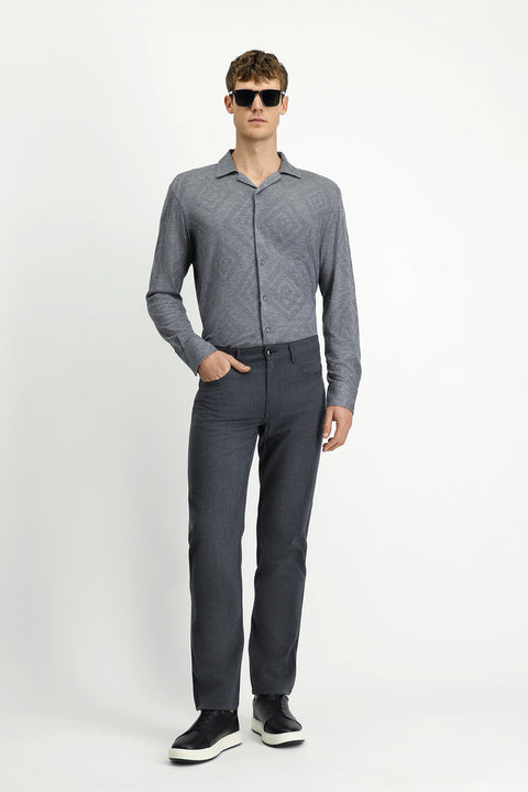Medium Gray 7 Drop Slim Fit Narrow Cut Wool Fabric Trousers