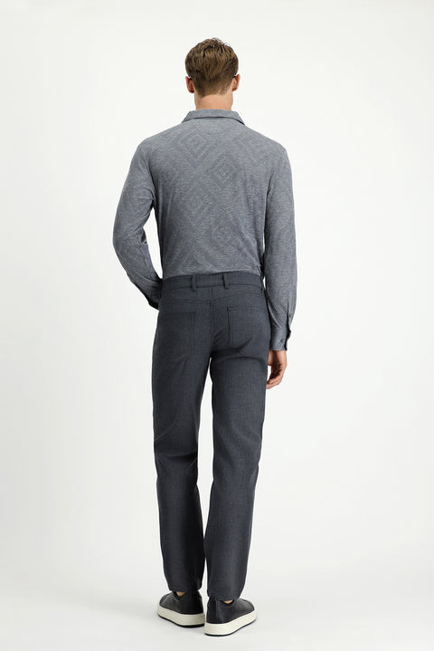 Medium Gray 7 Drop Slim Fit Narrow Cut Wool Fabric Trousers