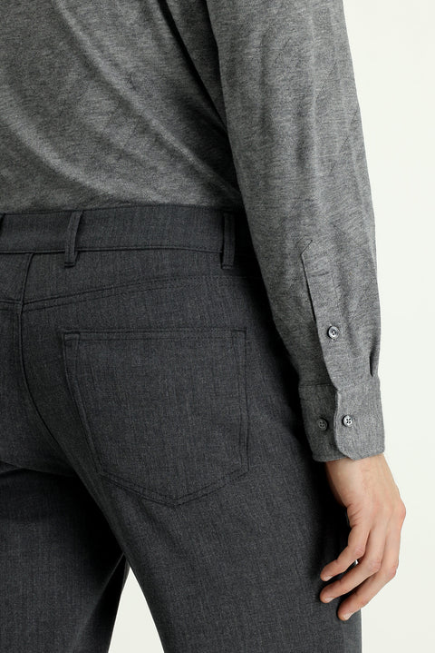 Medium Gray 6 Drop Regular Fit Standard Cut Wool Fabric Trousers