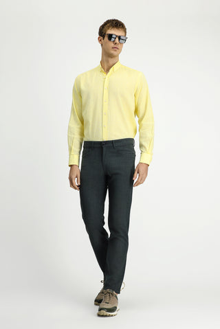  Koyu Yeşil Slim Fit Dar Kesim Yünlü Kumaş Pantolon