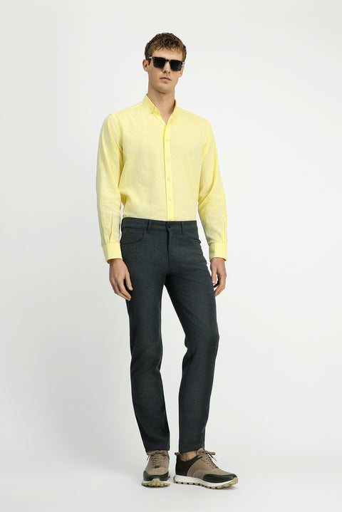 Koyu Yeşil 6 Drop Regular Fit Standart Kesim Yünlü Kumaş Pantolon