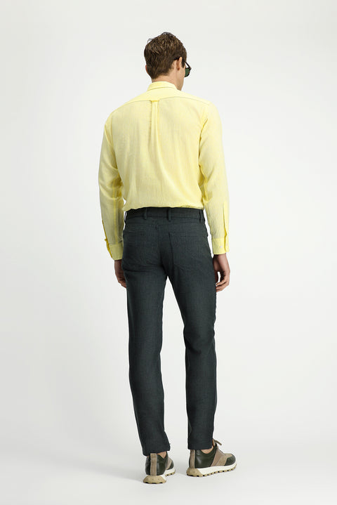 Dark Green 7 Drop Slim Fit Narrow Cut Wool Fabric Trousers