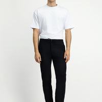 Siyah 7 Drop Slim Fit Dar Kesim Beli Lastikli İpli Klasik Kumaş Pantolon