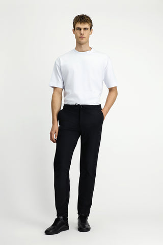  Siyah 7 Drop Slim Fit Dar Kesim Beli Lastikli ?pli Klasik Kuma? Pantolon-Ki??l?