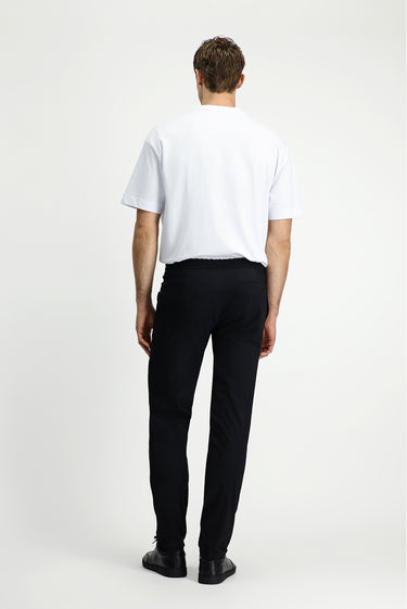Siyah Slim Fit Dar Kesim Beli Lastikli İpli Klasik Kumaş Pantolon