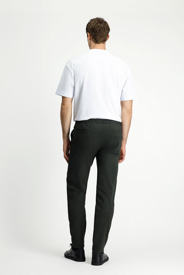  Asker Haki Slim Fit Dar Kesim Beli Lastikli İpli Klasik Kumaş Pantolon