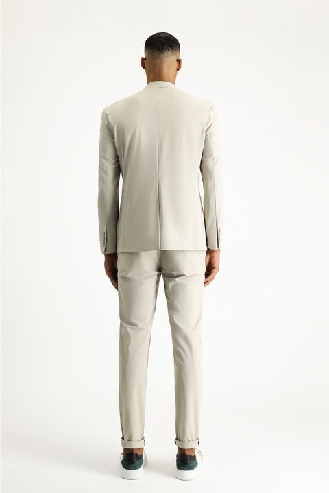 Açık Bej Techno-Line 7 Drop Super Slim Fit Eksra Dar Kesim Beli Lastikli İpli Likralı Klasik Kumaş Pantolon